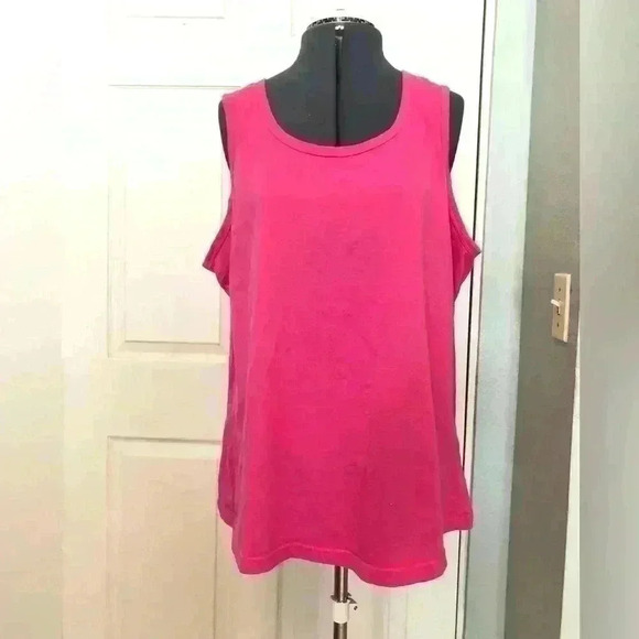 BASIC EDITIONS DARK PINK TANKTOP WOMEN 2X PTP 24 STB27 - Picture 2 of 4